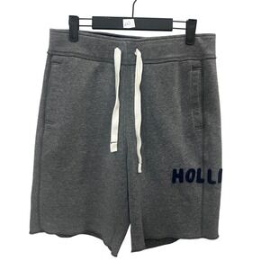 Hollister Gray Y2K Sweat Shorts Men's Medium Athletic Logo Drawstring Casual